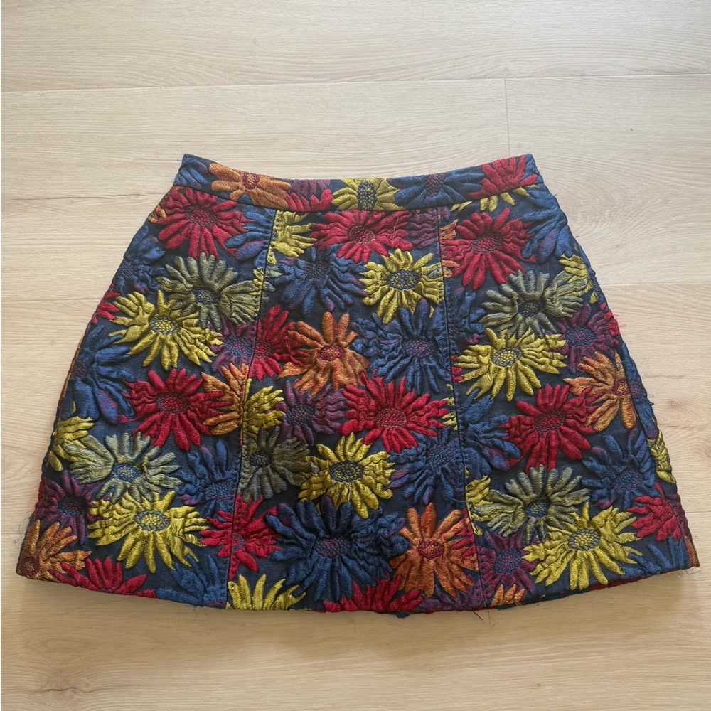 Alice & Olivia Floral Embroidered Mini Skirt
